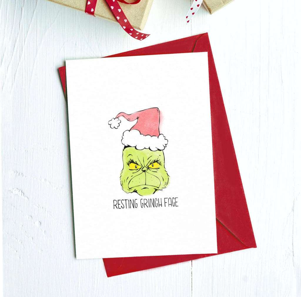 Resting Grinch Face Greeting Card - Lily Rose Co. Marketplace 