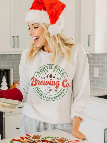 North Pole Brewing Co Christmas Sweatshirt - Lily Rose Co. Marketplace 